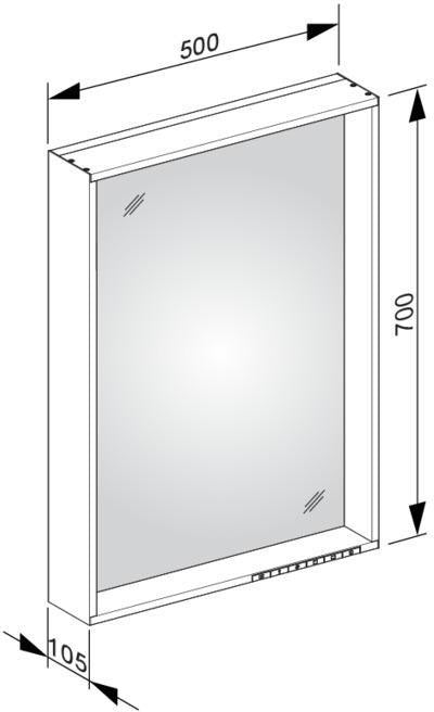 KEUCO X-Line Lichtspiegel mit Spiegelheizung 500 x 700 x 105 mm Vulkanit – LED-Badspiegel
