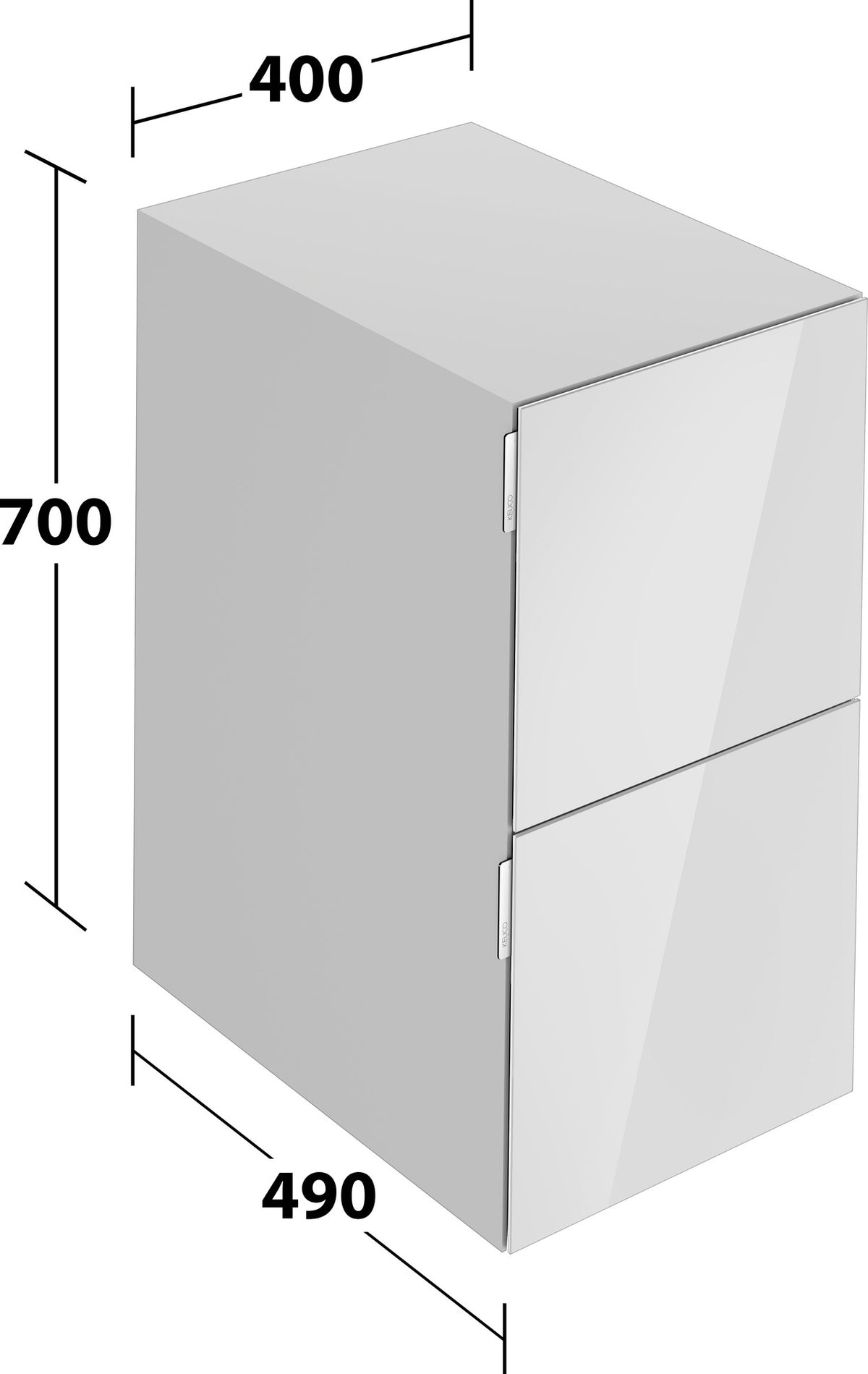 KEUCO Edition 11 Art Sideboard 400 mm mit 2 Auszügen und Beleuchtung – Weiß / Glas Weiß
