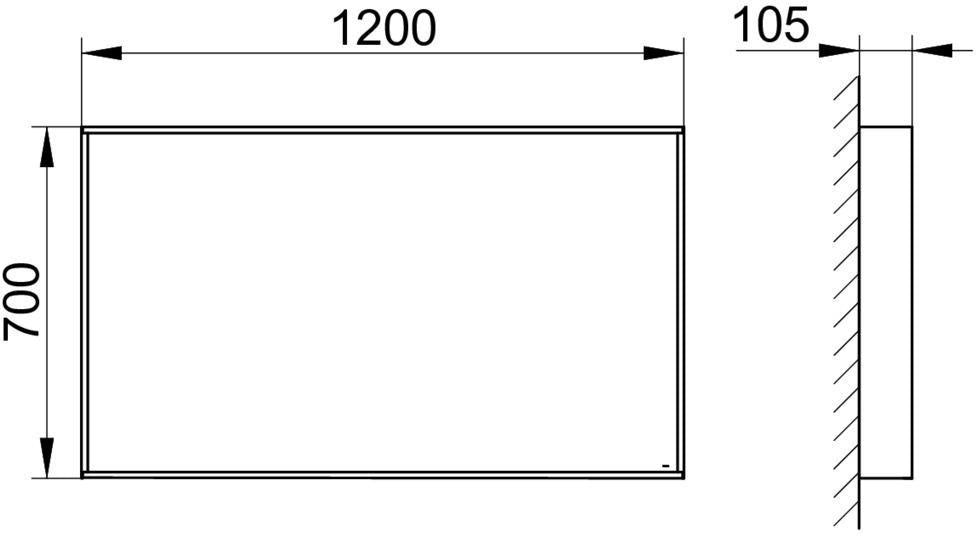 KEUCO X-Line Kristallspiegel 460x850 mm anthrazit – Rahmenloser Wandspiegel ohne Beleuchtung