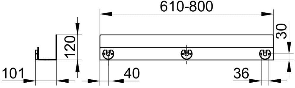 KEUCO Duschablage 24953 auf Maß – 400-600 x 120 x 90 mm, schwarz matt, Aluminium, mit Haken