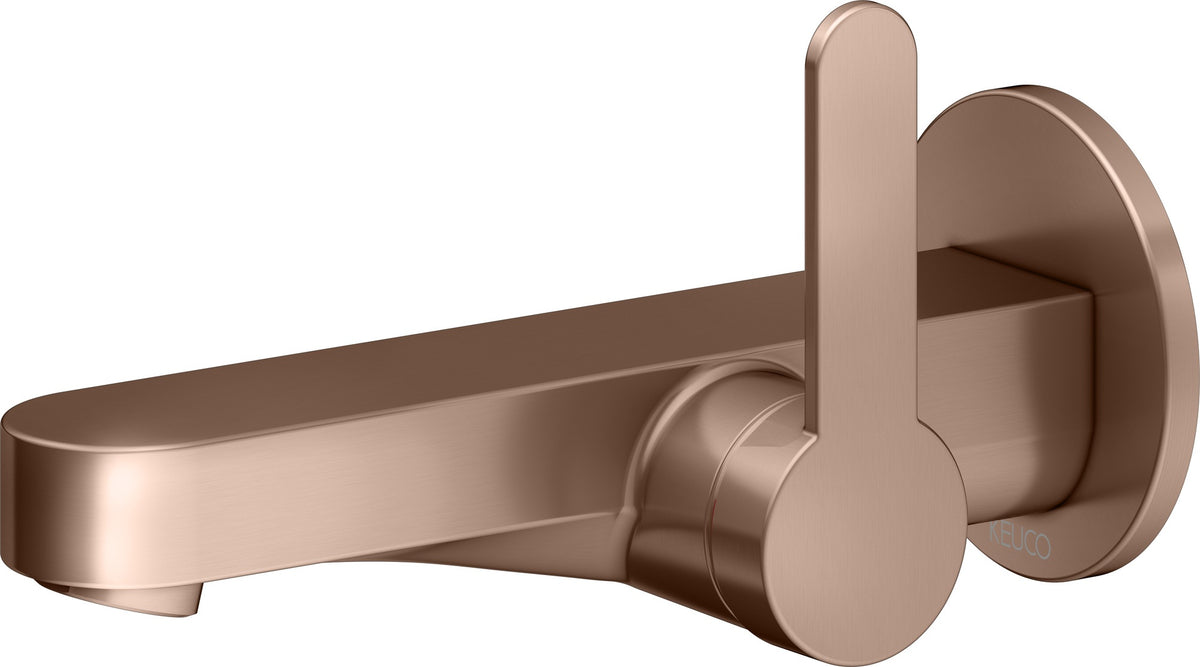 KEUCO IXMO Einhebel-Waschtischmischer Unterputz Wandmontage 187 mm Messing gebürstet