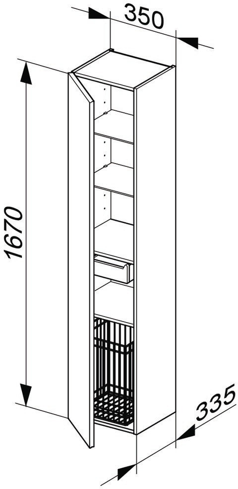KEUCO Royal Reflex Hochschrank mit Wäschekorb, 1-türig, links, anthrazit/anthrazit