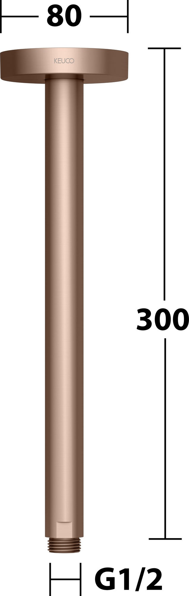 KEUCO Brausearm Elegance 51688, Deckenanschluss, 100 mm, verchromt – Rundes Design für die Deckenmontage