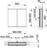 KEUCO Royal Modular 2.0 Spiegelschrank Wandeinbau 600 mm mit Steckdose und USB, silber-eloxiert