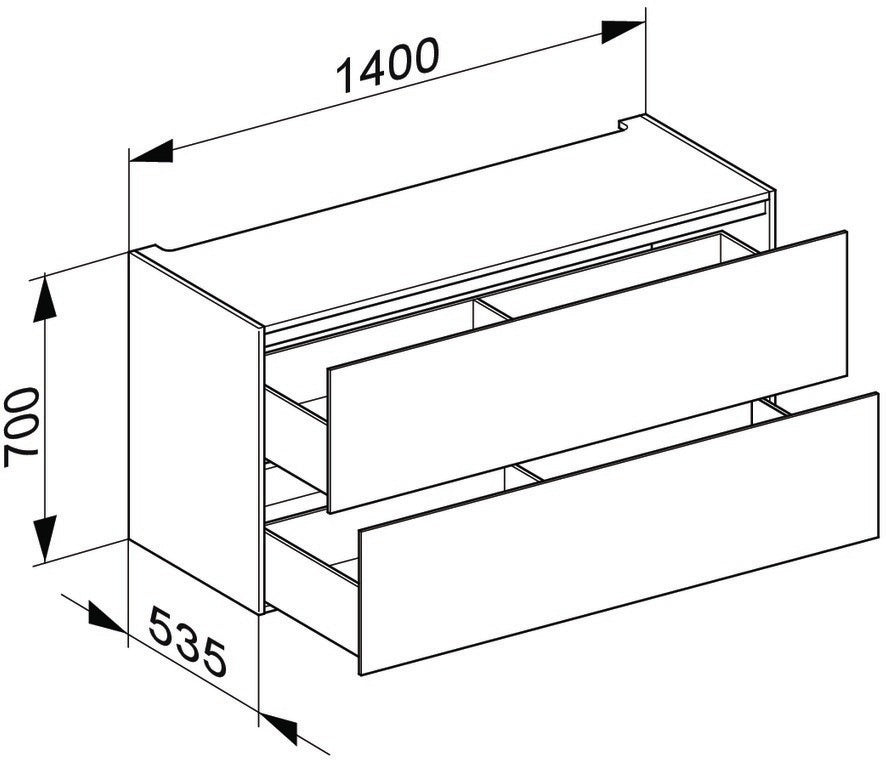 KEUCO Edition 11 Unterschrank 1400 mm, 2 Auszüge, anthrazit/Glas anthrazit, Push-to-Open