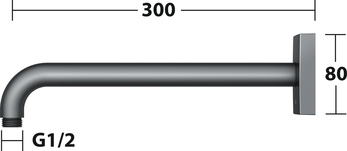 KEUCO Brausearm Edition 300, Wandanschluss, 300 mm, verchromt – Eckige Form, Metall