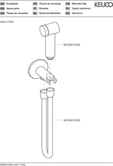 KEUCO Hygienebrause 59983 verchromt – Handbrause mit Brauseschlauch und Absperrventil