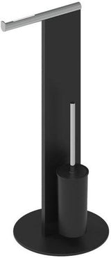 KEUCO WC-Standmodell schwarz/verchromt – Toilettenbürstengarnitur mit Toilettenpapierhalter