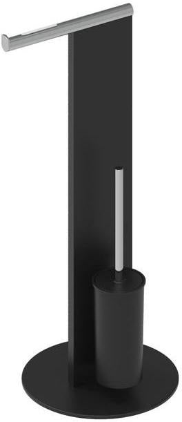 KEUCO WC-Standmodell schwarz/verchromt – Toilettenbürstengarnitur mit Toilettenpapierhalter