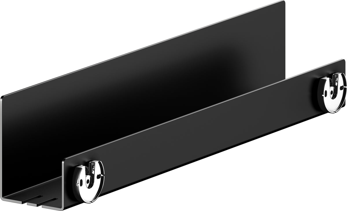 KEUCO Duschablage 24953 auf Maß – 400-600 x 120 x 90 mm, schwarz matt, Aluminium, mit Haken