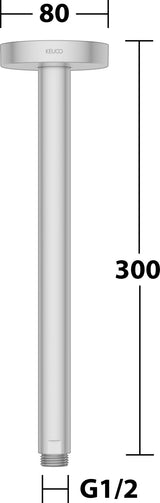 KEUCO Brausearm Elegance 51688, Deckenanschluss, 100 mm, verchromt – Rundes Design für die Deckenmontage