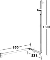 KEUCO AXESS Duschhandlauf 550/531/1301 mm mit Brausestange rechts, silber-eloxiert