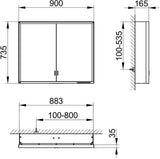 KEUCO Royal Lumos Spiegelschrank 900 mm mit LED-Beleuchtung, 2 Türen, silber-eloxiert