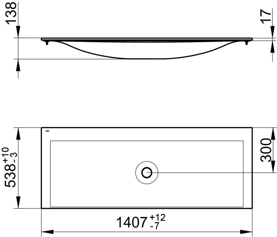 KEUCO Keramik-Waschtisch Edition 11 ohne Hahnlochbohrung, 1407 mm, weiß, CleanPlus