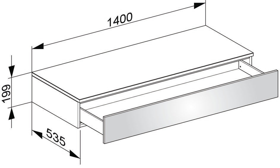 KEUCO Edition 400 Sideboard 1400 mm, 1 Auszug, anthrazit Strukturlack mit Glas-Abdeckplatte