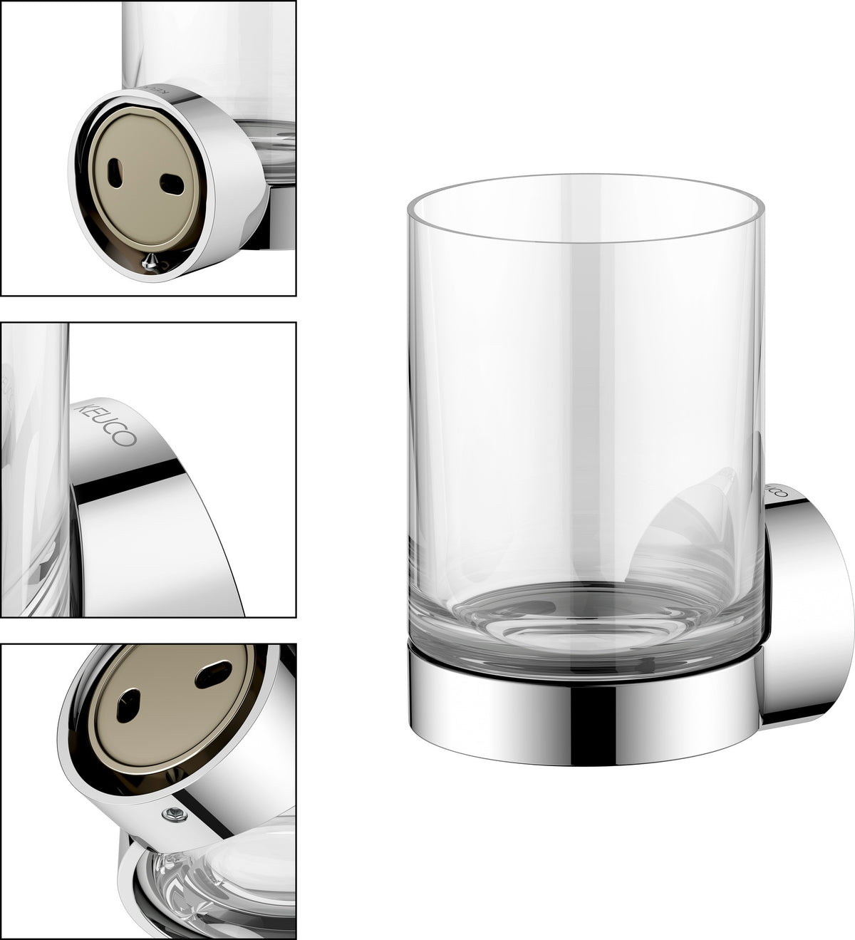 KEUCO REVA Glashalter 12850 mit Echtkristall-Glas – verchromt