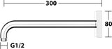 KEUCO Brausearm Edition 300, Wandanschluss, 300 mm, verchromt – Eckige Form, Metall
