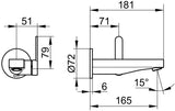 KEUCO IXMO Einhebel-Waschtischmischer Unterputz Wandmontage 187 mm Messing gebürstet