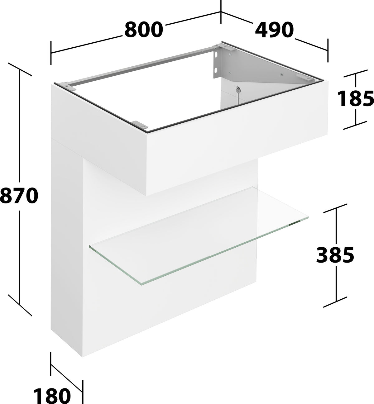 KEUCO Edition 11 Art Waschtischunterbau 800 mm mit Glasablage und Beleuchtung in Weiß