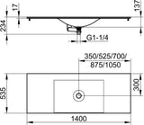 KEUCO Edition 11 Varicor-Waschtisch 1050 mm arktis weiß seidenmatt ohne Hahnlochbohrung