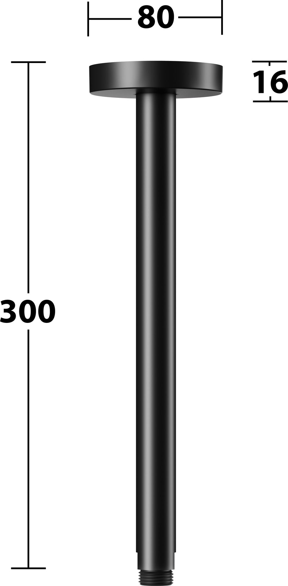 KEUCO Brausearm Elegance 51688, Deckenanschluss, 100 mm, verchromt – Rundes Design für die Deckenmontage