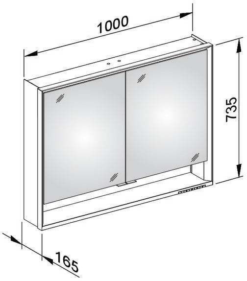 KEUCO Royal Lumos Spiegelschrank 1000 mm, LED-Beleuchtung, silber-eloxiert, 2 Türen