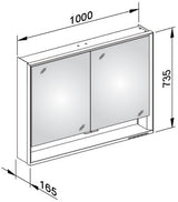KEUCO Royal Lumos Spiegelschrank 1000 mm, LED-Beleuchtung, silber-eloxiert, 2 Türen