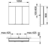 KEUCO Royal Modular 2.0 Spiegelschrank, unbeleuchtet, 3 Türen, 1050 mm, silber-eloxiert