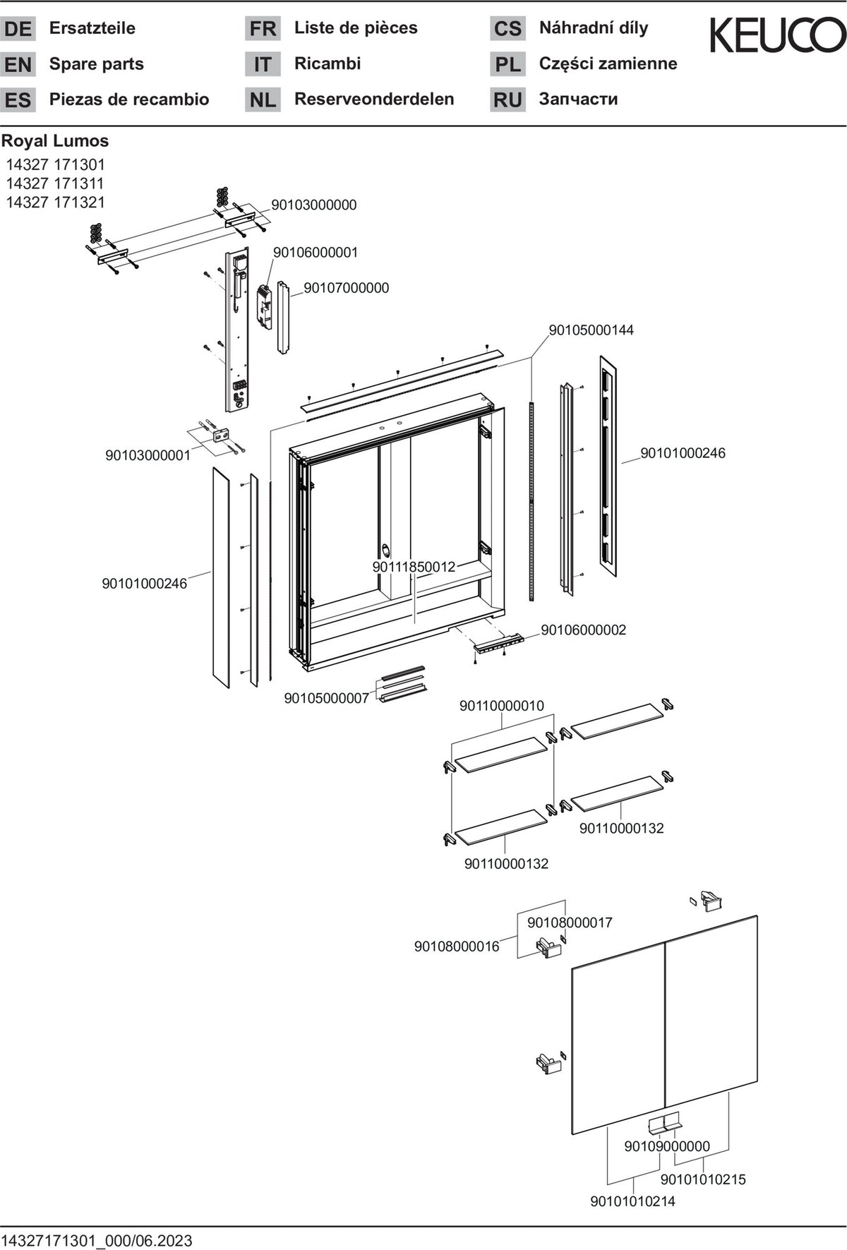 KEUCO Royal Lumos Spiegelschrank 700 mm silber-eloxiert mit Ablagefach – Wandvorbau