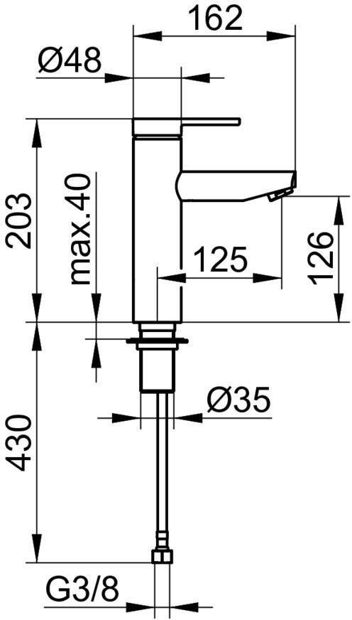 KEUCO Plan blue Einhand-Waschtischmischer 130 Aluminium-finish, ohne Zugstangen-Ablaufgarnitur