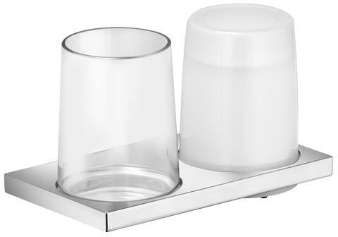 KEUCO Edition 11 Doppelhalter mit Lotionspender, Echtkristall-Glas, verchromt, Wandmontage