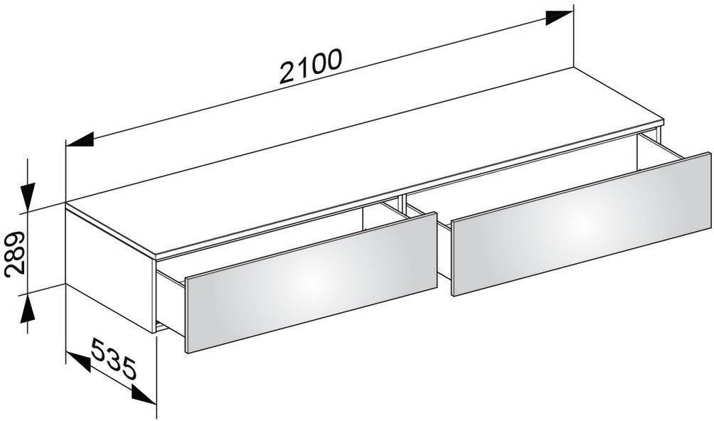 KEUCO Edition 400 Sideboard 2100 mm, 2 Auszüge, anthrazit/Glas – Push-to-Open