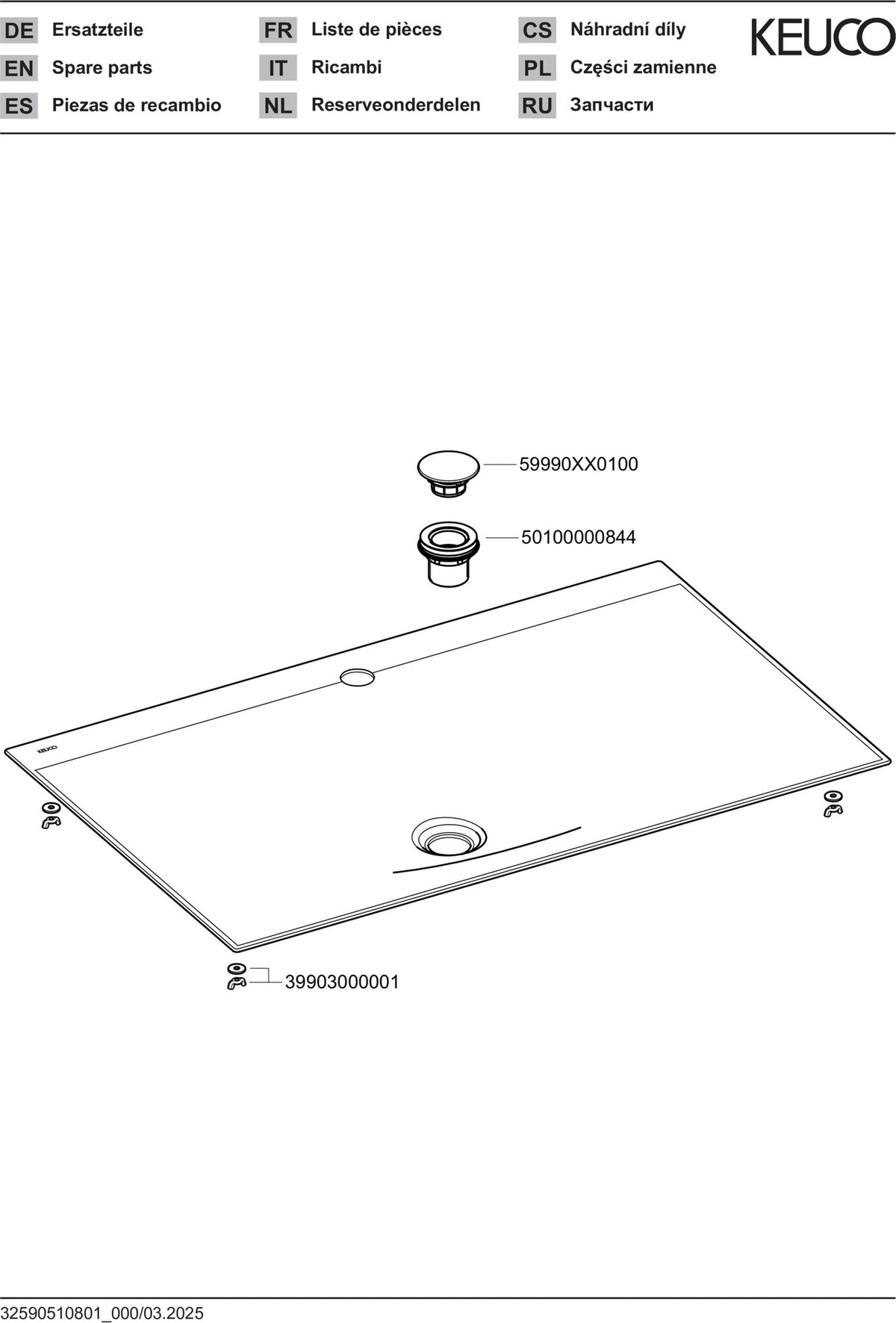KEUCO Edition 11 Art Emaille-Waschtisch 806 mm mit 1-Loch-Bohrung in Weiß