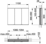 KEUCO Royal Modular 2.0 Spiegelschrank LED beleuchtet 900 mm Wandeinbau silber-eloxiert