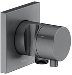mit Comfort Griff, mit Absperrung, mit Schlauchanschluss und / schwarzchrom gebürstet