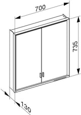 KEUCO Royal Lumos Spiegelschrank 700 mm silber-eloxiert mit Ablagefach – Wandvorbau