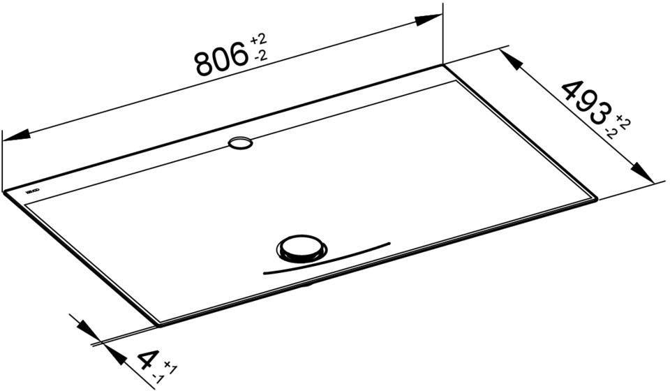 KEUCO Edition 11 Art Emaille-Waschtisch 806 mm mit 1-Loch-Bohrung in Weiß