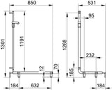 KEUCO AXESS Duschhandlauf 550/531/1301 mm mit Brausestange rechts, silber-eloxiert