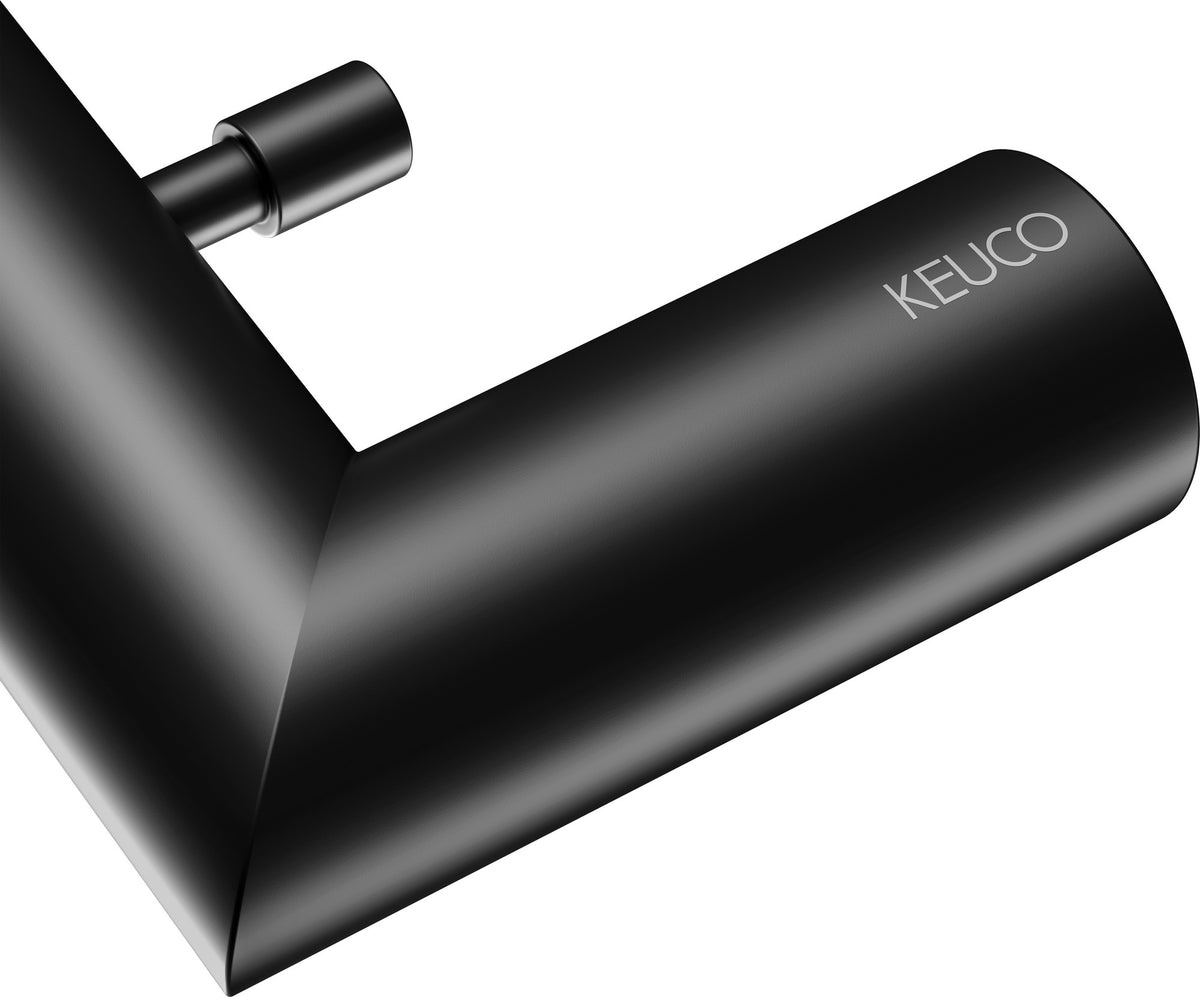 KEUCO REVA Badetuchhalter 600 mm schwarz matt mit integriertem Haken – Wandmontage