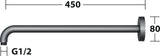KEUCO Brausearm Elegance 51688, Wandanschluss, 300 mm, verchromt – Edles Design für Ihr Badezimmer