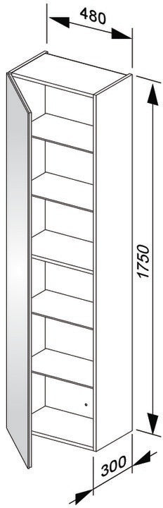 KEUCO X-Line Hochschrank 480 mm, 1 Tür, Anschlag links, anthrazit/anthrazit