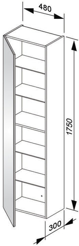 KEUCO X-Line Hochschrank 480 mm, 1 Tür, Anschlag links, anthrazit/anthrazit