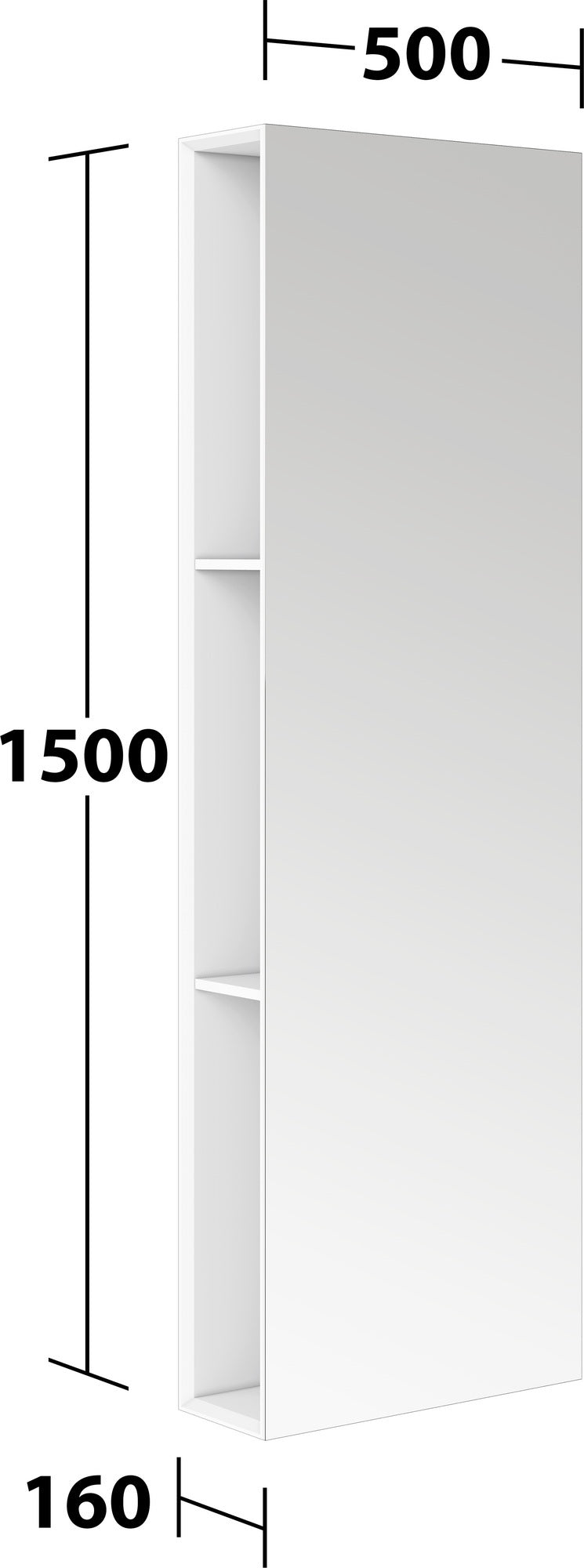 KEUCO Edition 11 Art Spiegelregal 500 x 1500 x 160 mm in Weiß – Stilvolle Badaufbewahrung