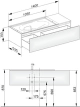 KEUCO Edition 11 Waschtischunterbau 1400 mm Tabak Eiche mit Auszug und Push-Open