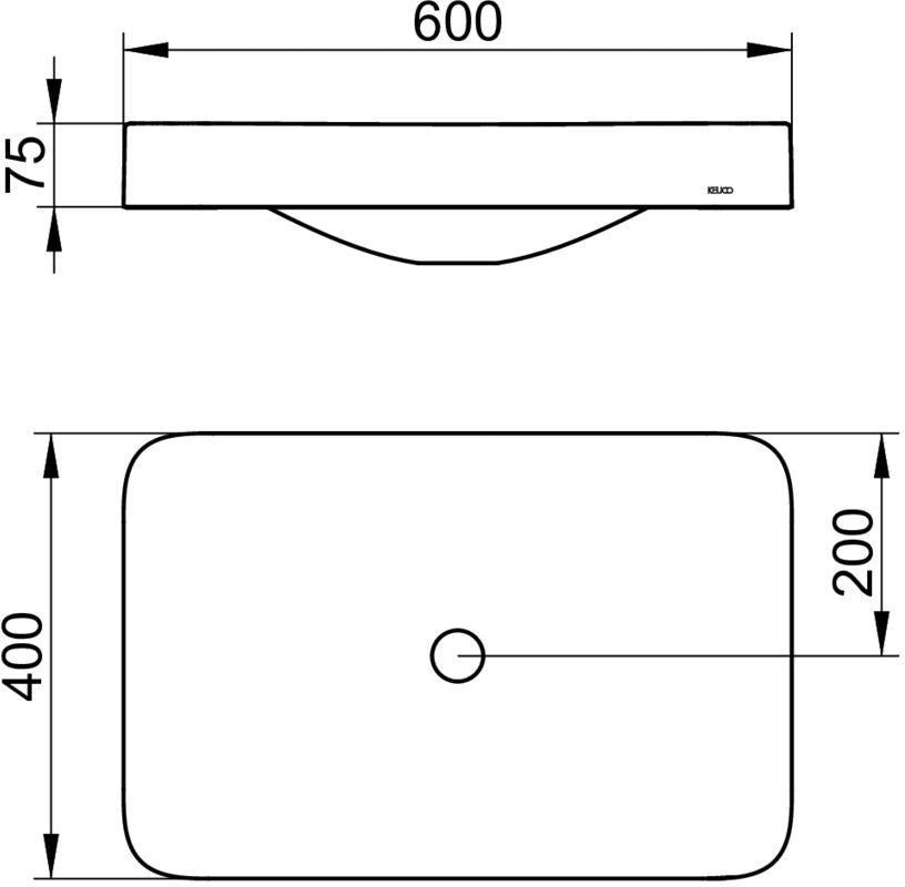KEUCO Edition 400 Keramik-Waschtisch 600 mm ohne Hahnlochbohrung, weiß, mit CleanPlus
