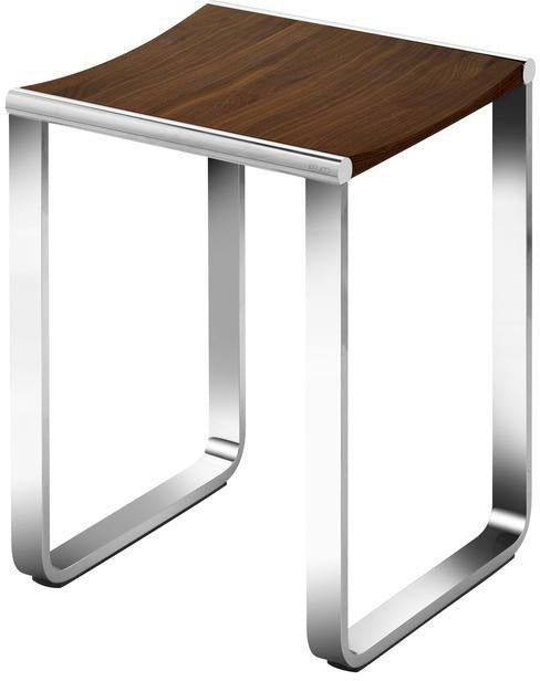 KEUCO Hocker ELEGANCE Walnuss Furnier verchromt – Belastbar bis 100 kg