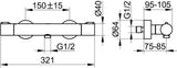 KEUCO Plan blue Thermostat-Brausemischer Aufputz Aluminium-finish 53926