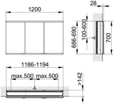 KEUCO Royal Modular 2.0 Spiegelschrank – unbeleuchtet, Wandeinbau, 900 mm, mit Steckdose & USB