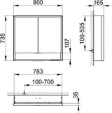 KEUCO Royal Lumos Spiegelschrank 800 mm mit LED-Beleuchtung und Ablagefach, silber-eloxiert