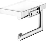 KEUCO REVA Toilettenpapierhalter mit Glas-Ablage in schwarz matt – Wandmontage, Metall